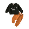 Children's Clothing Round Neck Letter Print Top Solid Color Trousers